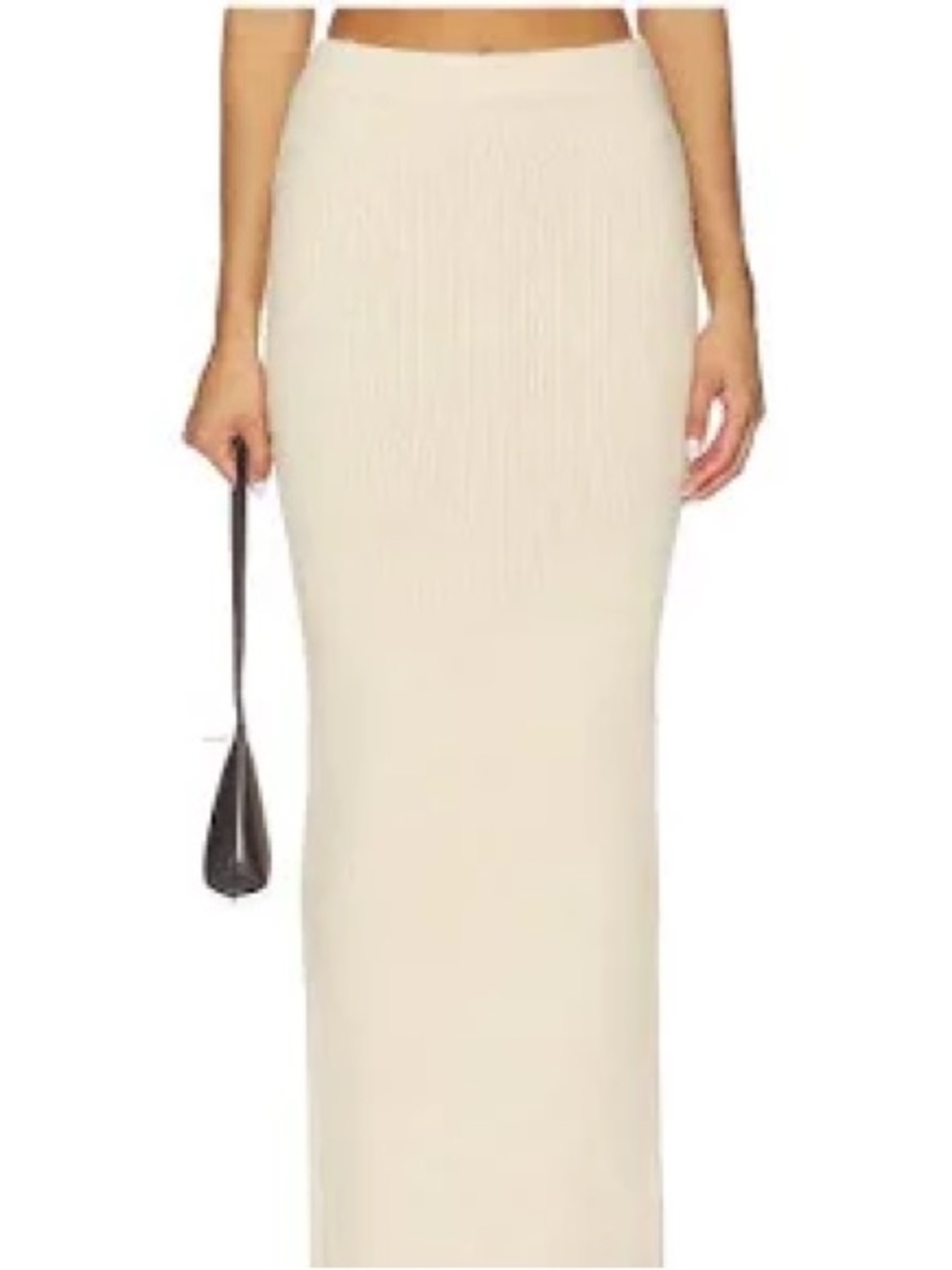 By Clara Paris Classic Cream Maxi Ribbed Skirt